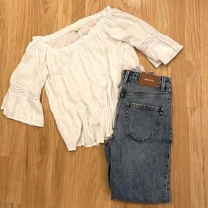 NWOT LA Hearts off the shoulder white top